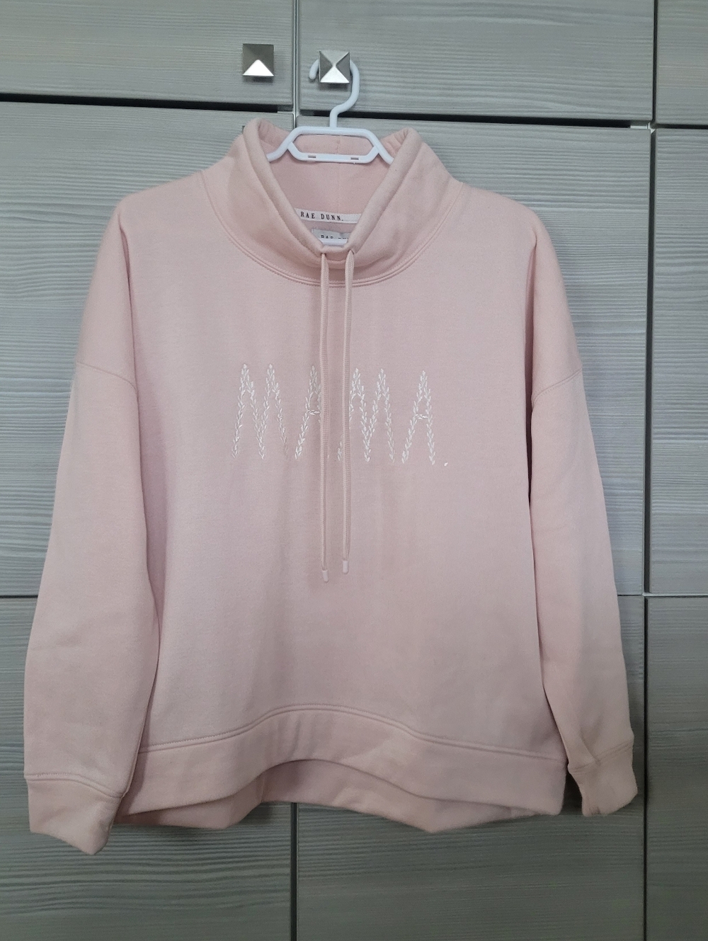 NWT Rae Dunn "Mama" Embroidered Pullover Sweatshirt Peachy Pink